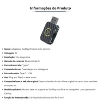 Adaptador Bluetooth AppleCarPlay/AndroidAuto